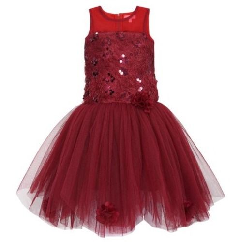 Girls Casual Wear Party Wear Sleeveless Maroon Dress, 1 Pcs Pack Age Group: 5-10 Years