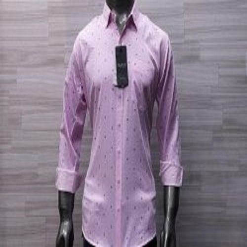 Flannel Pink Color Breathable Comfortable Dot Printed Pattern Full Sleeves Style Casual Wear Mens Shirt