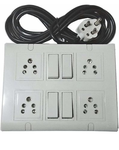 White 220-Volts Electric Extension Board With Four Switch And Four Sockets  Base Material: Hdi