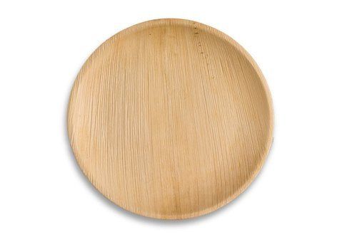 Light Brown Color And Plain Areca Leaf Disposable Round Plate For Parties Supply