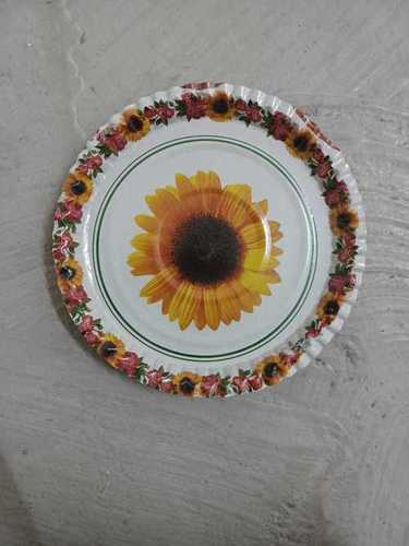 Multi Color Floral Printed Round Shaped Disposable Paper Plates, Paper Gsm: 140-160