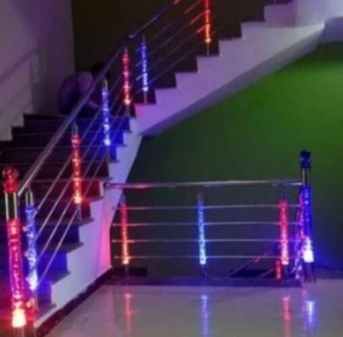 Rust Proof Round Red And Blue Color Polished Residential LED Stair Railings