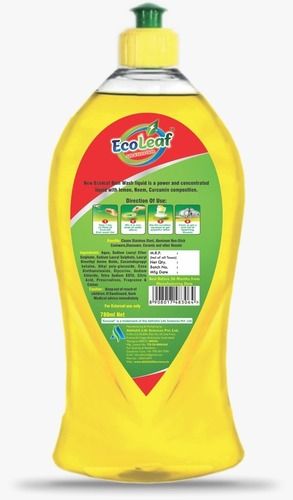 100% Pure Skin Friendly 500ml Yellow Ecoleaf Dish Wash Liquid For Clean Utensils