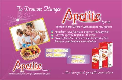 Apetite Tricholine Citrate And Cyproheptadine Hydrochloride Syrup