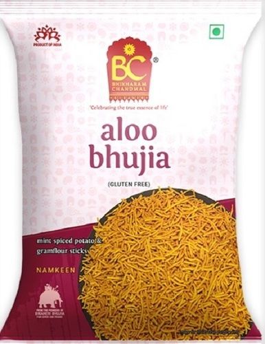 Crispy And Crunchy Aloo Bhujia Namkeen, Gluten Free, Net Wt: 400 Gm Ingredients: Mint Spiced Potato & Gram Flour Sticks