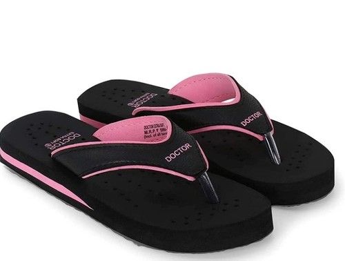 Fabric Light Weight Printed Daily Wear Flip Flop Style Black And