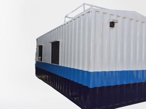 Modular Portable Steel Cabin - Rectangular Shape, Blue and White Color | Durable Steel Frame, Wind and Seismic Resistant, Easy Transport, Ideal for Temporary Living