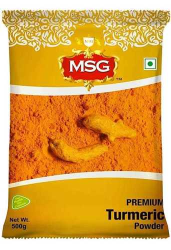  Msg प्रीमियम हल्दी पाउडर शुद्ध सूखा पीला रंग का शुद्ध वजन 500 ग्राम पैकेट