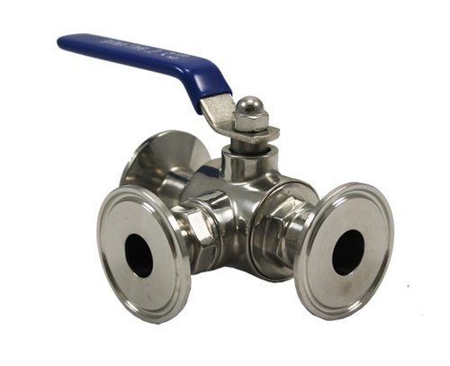 15 To 150 Mm Size Stainless Steel Tc End 3 Way Ball Valve With Food Grade Ptfe Seat Application: Sanitary Pipe Fitting