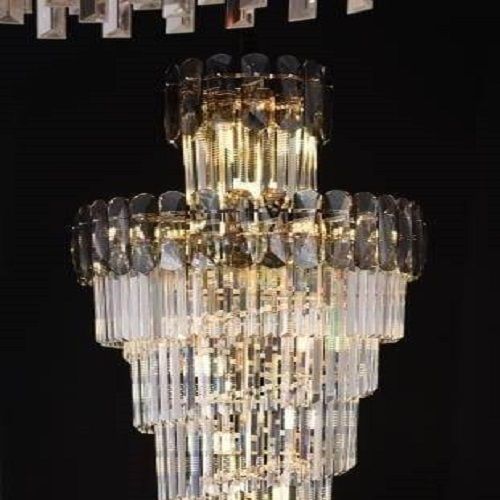 Antique White And Golden Round Metal Crystal Bright Hanging Decorative Jhumar  Input Voltage: 320 Volt (V)