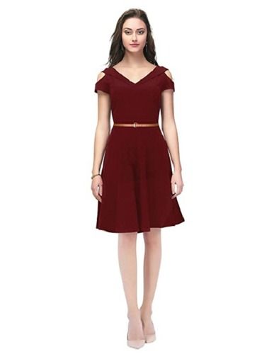 170-5 Lace dress with neckline – Burgundy color – Berti Boutique