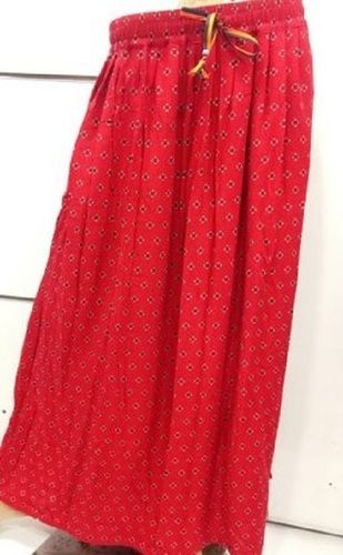 Summer Red Color Wrap Around Printed Long Skirt 100% Cotton For Women