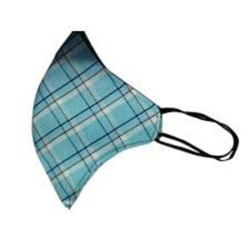 Sky Blue Daily Wear Reusable Checked Cotton Earloop Unisex Face Mask