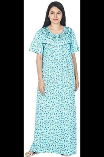 Half Sleeve Checked Printed Cotton Ladies Nighty With Lace, Size: XL at Rs  225/piece in Kolkata