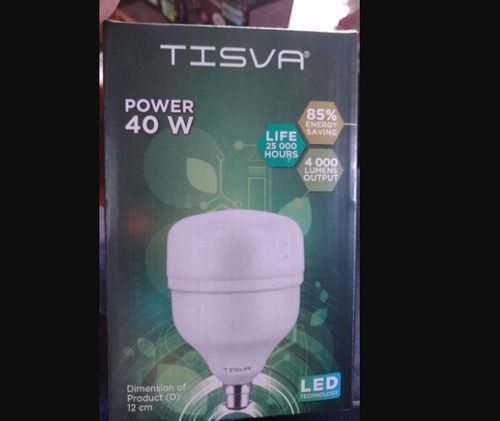 12Cm Tisva Power Led Bulb 40W With 25000 Hours Life & 4000 Lumen Output Body Material: Aluminum