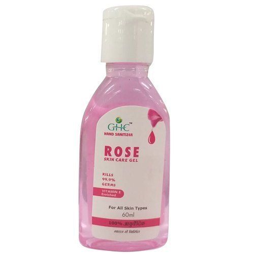60 Ml Pink Color Rose Hand Sanitizer Gel for All Skin Types