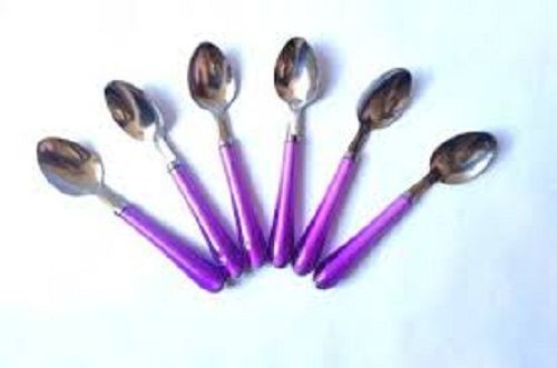 Silver Durable Long Lasting Simplest Steel And Purple Colour Stunning Plain Stainless Steel Spoon