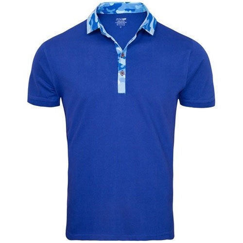 Trendy Lightweight Half Sleeve Plain Blue Cotton Mens T Shirt With Collar Age Group: 19