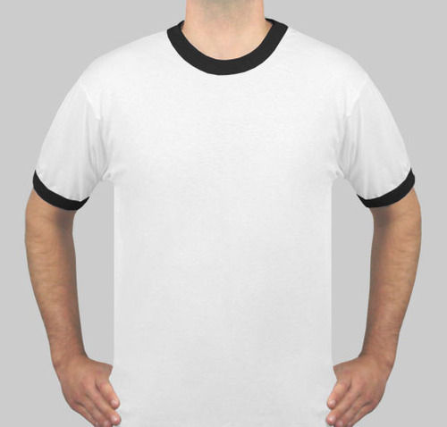 100% Cotton White And Black Color Regular Fit Plain T Shirt With Round Neck For Men, Size: Customized Age Group: 19