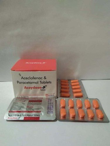 Aceclofenac And Paracetamol Tablets, Pack Of 100 Tablets, Packaging Box