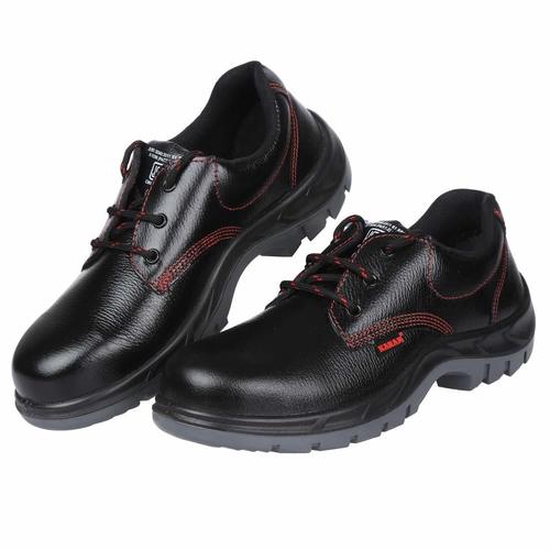 Deluxe Workman Black Leather Safety Footwear - Composite Toe Cap, Size 12, Black & Light Grey | Antistatic, Antislip, Oil & Heat Resistant