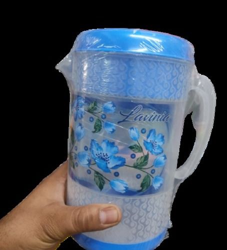 Portable And Light Weight Blue Printed 1 Liter Plastic Water Jug For Home Uses