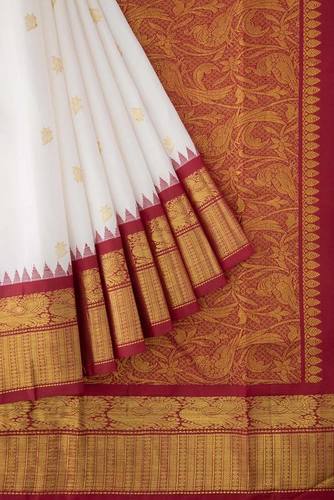 Printed White And Brown Color Cotton Silk Ladies Saree With Blouse Piece Set