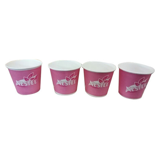 Disposable 65 Ml Printed Paper Cup Pink Color For Coffee