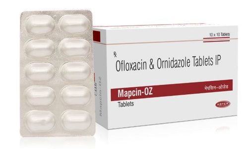 Mapcin-Oz Ofloxacin And Ornidazole Antibiotic Tablets, 10X10 Blister Pack Storage: Cool & Dry Place