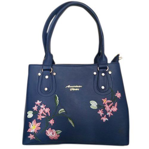 Navy Blue Color Ladies Printed Designer Leather Zipper Hand Bags Gender: Women