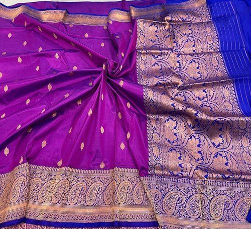 Party Wear Printed Violet Color Cotton Silk Ladies Saree With Blouse Piece Set Warranty: 5 Year