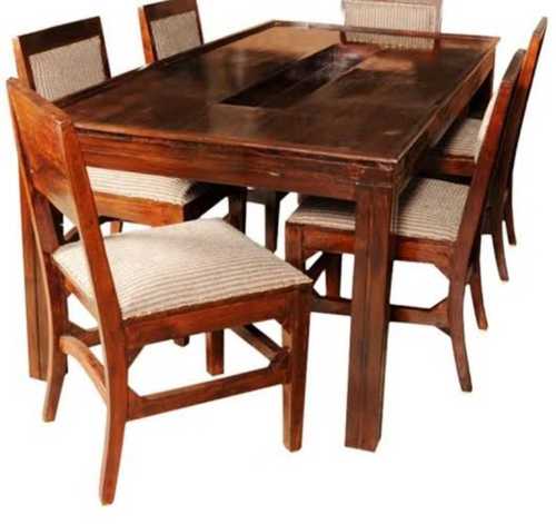 Rectangular Wooden Dining Table Set For Home Use, Number Of Seater 6