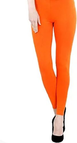 All Casual Wear Orange Plain Dyed Pure Cotton Ankle Length Legging For Casual Wear