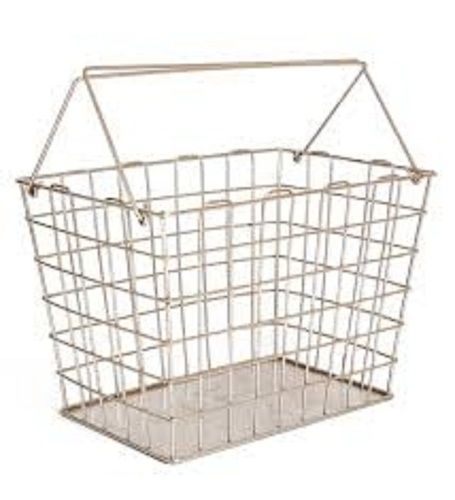 Ss Durable Strong Solid Silver White Stainless Steel Storage Basket With Handles