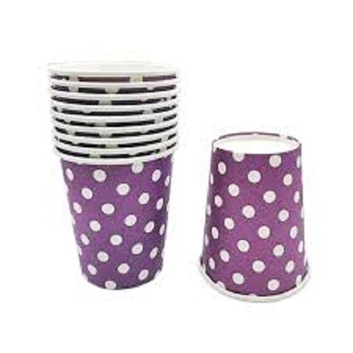 Eco Friendly Disposable Purple And White Dotted Printed Color Tea Cup