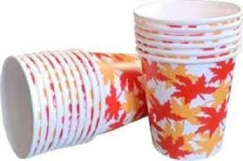 Eco Friendly Recycled White And Orange Leave Printed Color Disposable Tea Cups