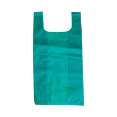 With Handle Green Color Plain Dyed U Cut Non Woven Carry Bags For Shopping Use