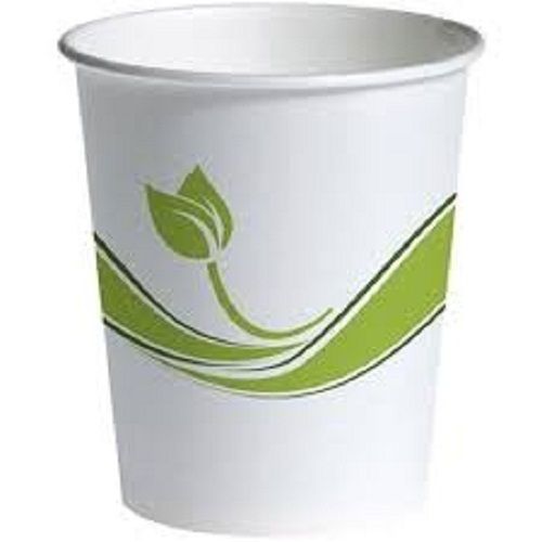 Lightweight Eco Friendly And Disposable White And Green Printed Color Tea Cups Size: 2-4