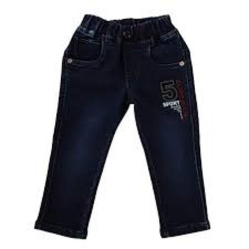 Navy Blue Color Boys Text Print Design Comfort Fit Denim Jeans for Casual Wear