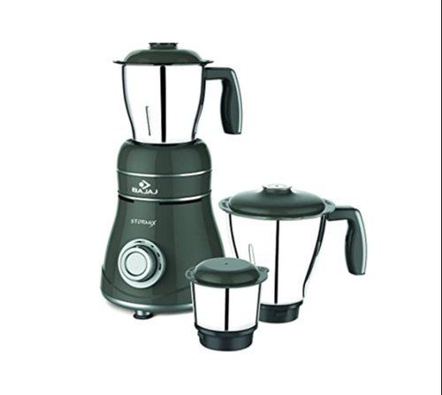 Stylish And Eye Catching Bajaj Stormix-750 Watt Mixer Grinder With 3 Jars Silver And Grey Voltage: 220 Volt (V)