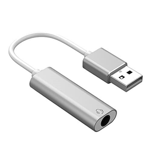 White Usb To 3.5 Mm Audio Jack Headphone Adopter For Laptop And Computer With Plastic Materials