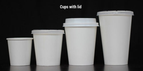 Environmental Friendly 100% Biodegradable White Disposable Paper Cup With Lid