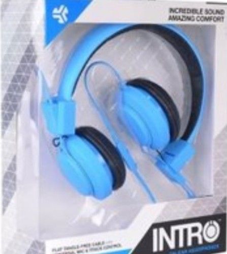 Adjustable Headband Sky Blue Wired Headphone With Mic And Comfortable Ear Cushions Android Version: No