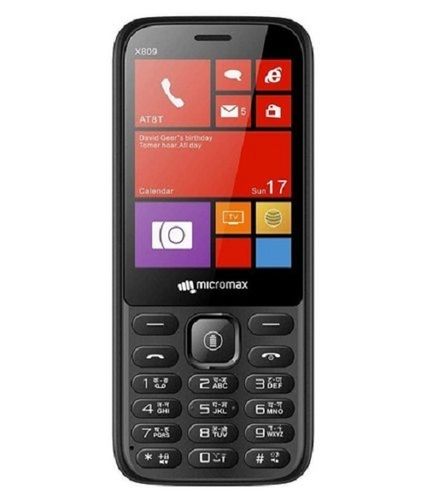 Black Micromax X809 Mobile Phone Screen 2.4 Inches, 240 X 320 Pixels Offering Vivid Battery Backup: 25 Hours