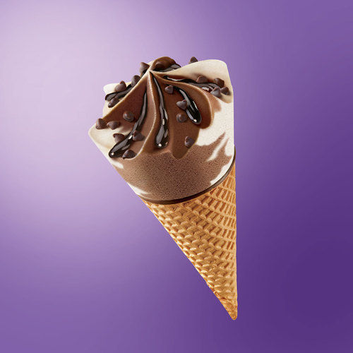Brown Colour Chocolate Cone Ice Cream With 1 Days Shelf Life And Delicious Taste