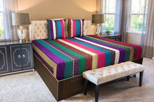 Multiple Multicolor Double Shaded Beautiful Cotton Bed Sheet With Extra Comfort