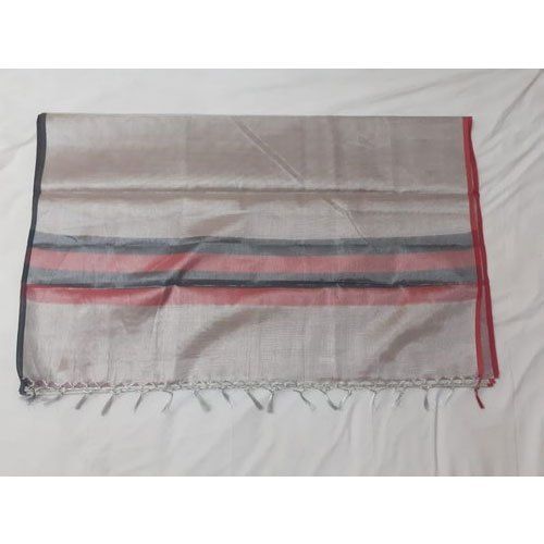 Party Wear Grey Color Plain Ladies Saree With Silk Cotton Materials, South Indian