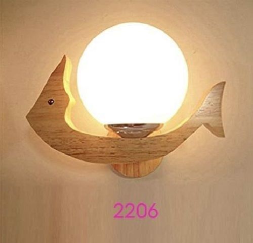 Warm White Wooden Flush Mounted Round Shape Wood Wallchiere Wall Lamp Light Source: Fluorescent