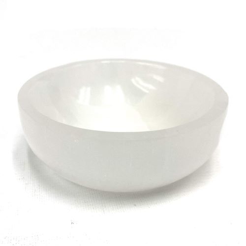 Crystal White Color Natrual Round Home Decorative Polished Selenite Stone Bowl 