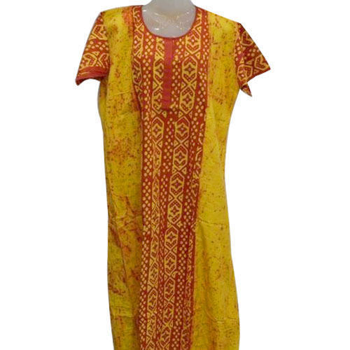 Plain Yellow And Brown Color Mixed Half Sleeve Pure Cotton Ladies Nighty